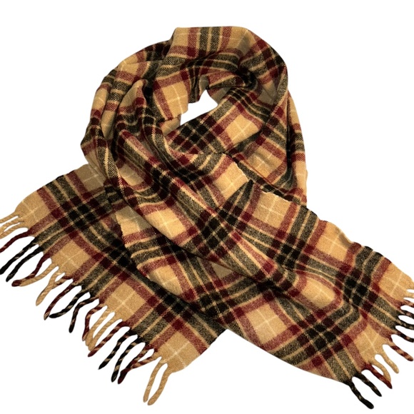 polo Ralph Lauren khaki red black nova check plaid wool scarf - Picture 3 of 7